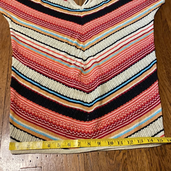 Venus Small V Neck/V Back Striped with Shimmer Detail Short Sleeve Sweater - Picture 4 of 7